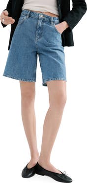 MANGO High Waist Long Denim Shorts