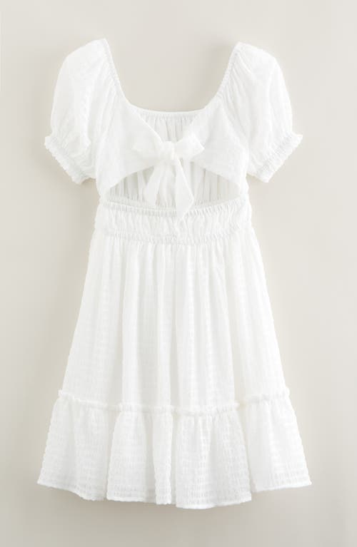 Nordstrom Kids' Shirred Tie Back Cutout Dress In White