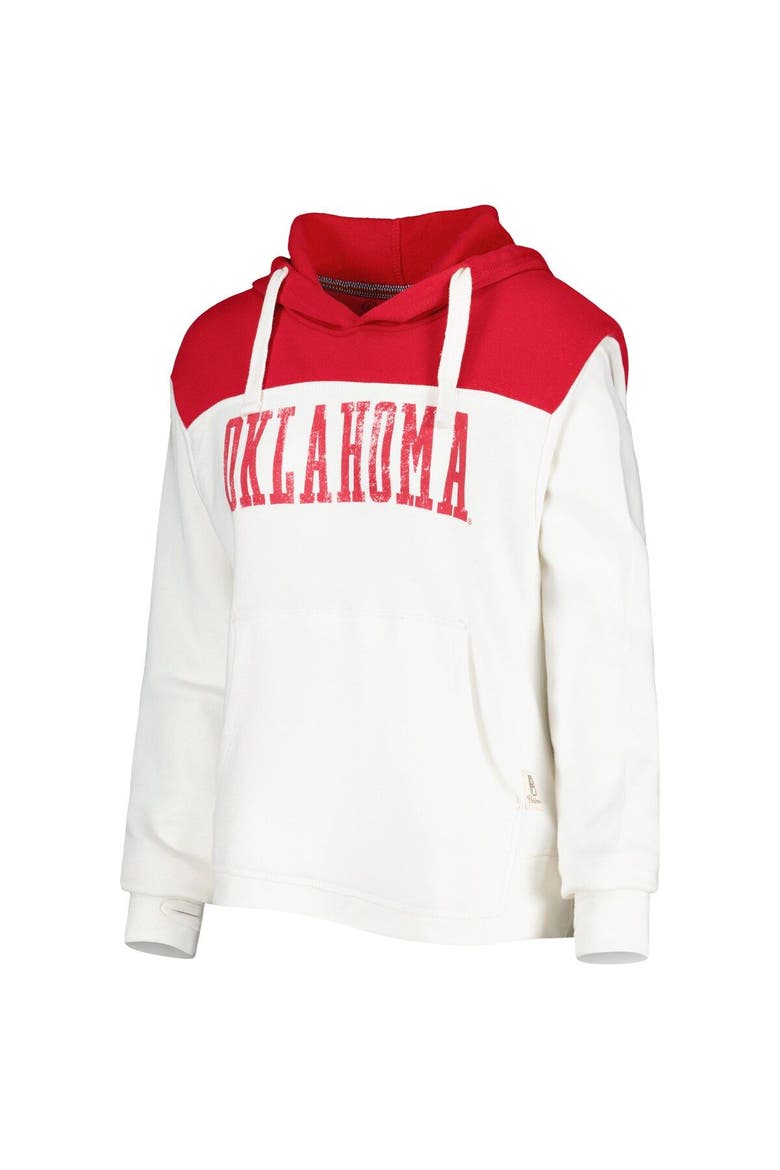 Women's Pressbox White/Crimson Oklahoma Sooners Chicago 2-Hit Yoke Pullover Hoodie, Alternate, color, White