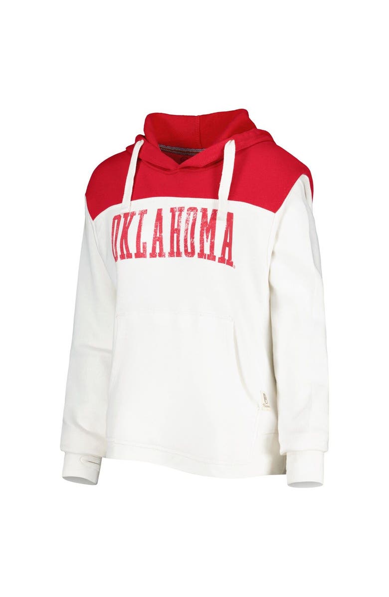 PRESSBOX Women's Pressbox White/Crimson Oklahoma Sooners Chicago 2-Hit Yoke Pullover Hoodie, Alternate, color, White