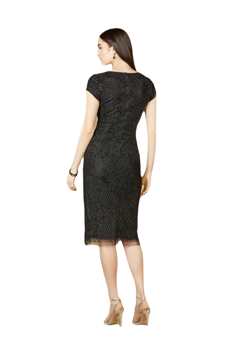 Cap Sleeve Midi Gown, Alternate, color, Black