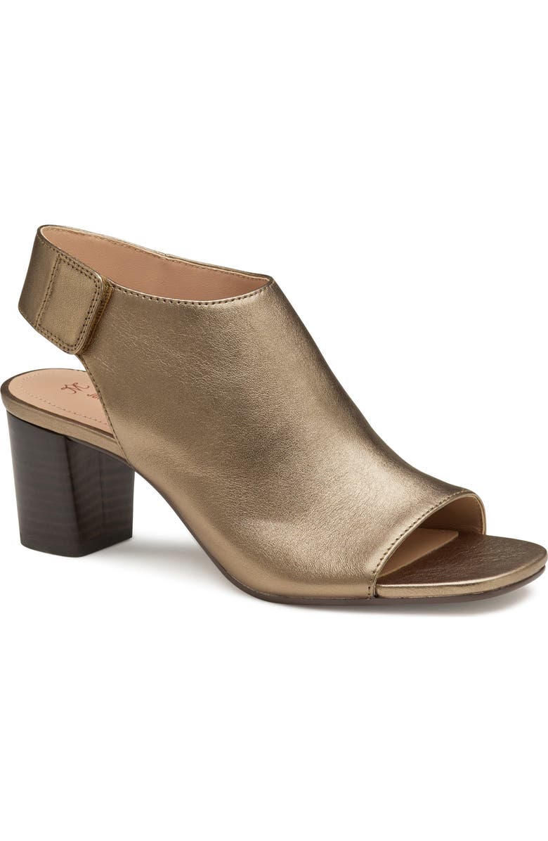 Johnston & Murphy Evelyn Open Toe Sandal Bootie, Main, color, Bronze Metallic Shee