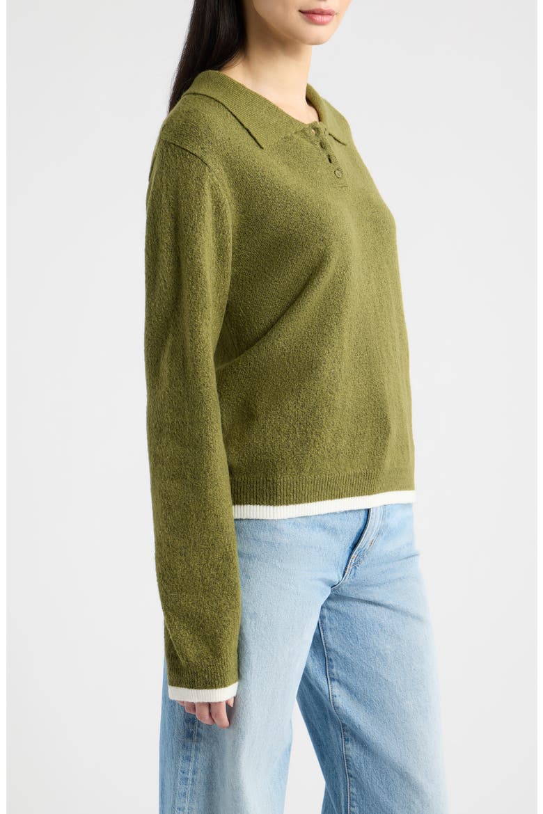 Charlene Tipped Sweater Polo, Alternate, color, OLIVE