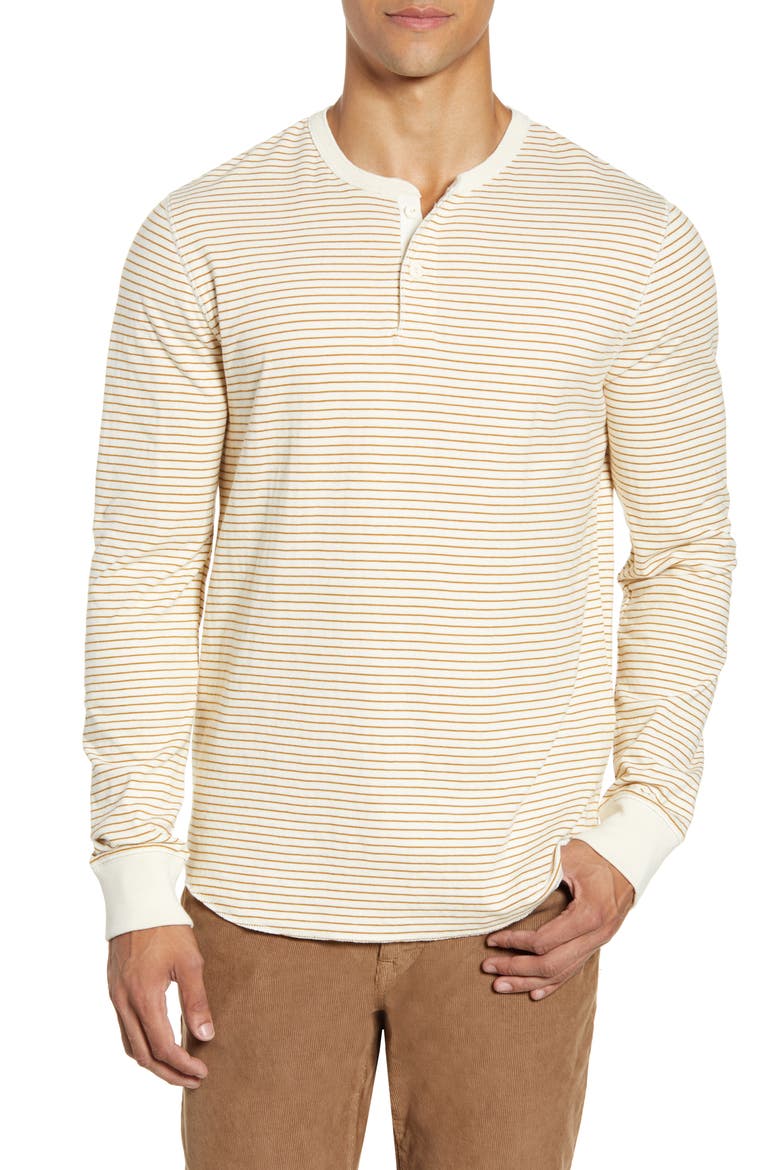 Doubledown Stripe Henley, Main, color, EGYPTIAN GOLD SLIM STRIPE