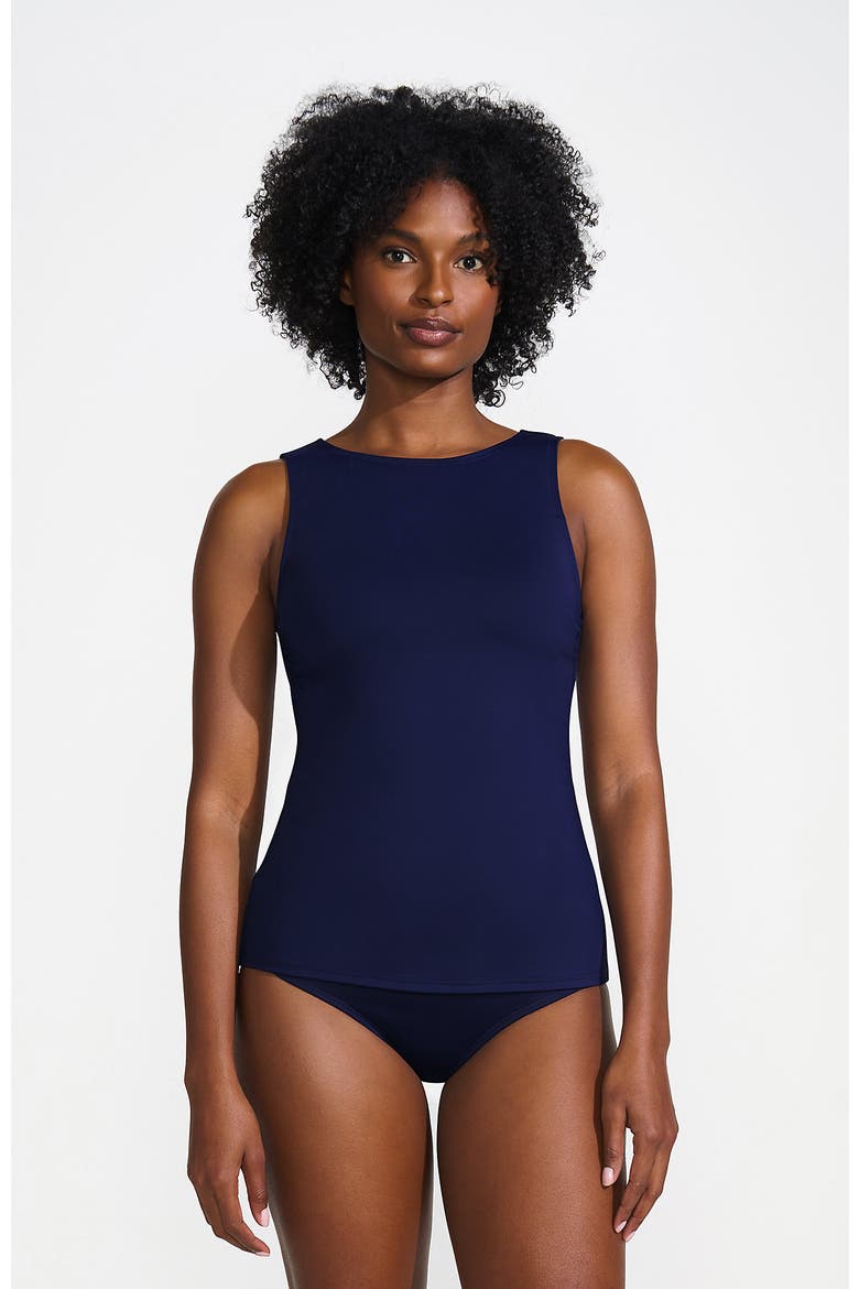 High Neck UPF 50 Modest Tankini Top Swimsuit, Main, color, Deep Sea Navy