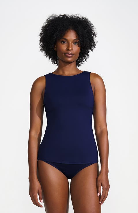 High Neck UPF 50 Modest Tankini Top Swimsuit