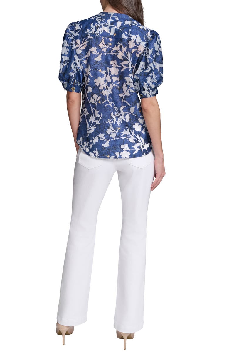 KARL LAGERFELD PARIS Print Puff Sleeve Shirt, Alternate, color,