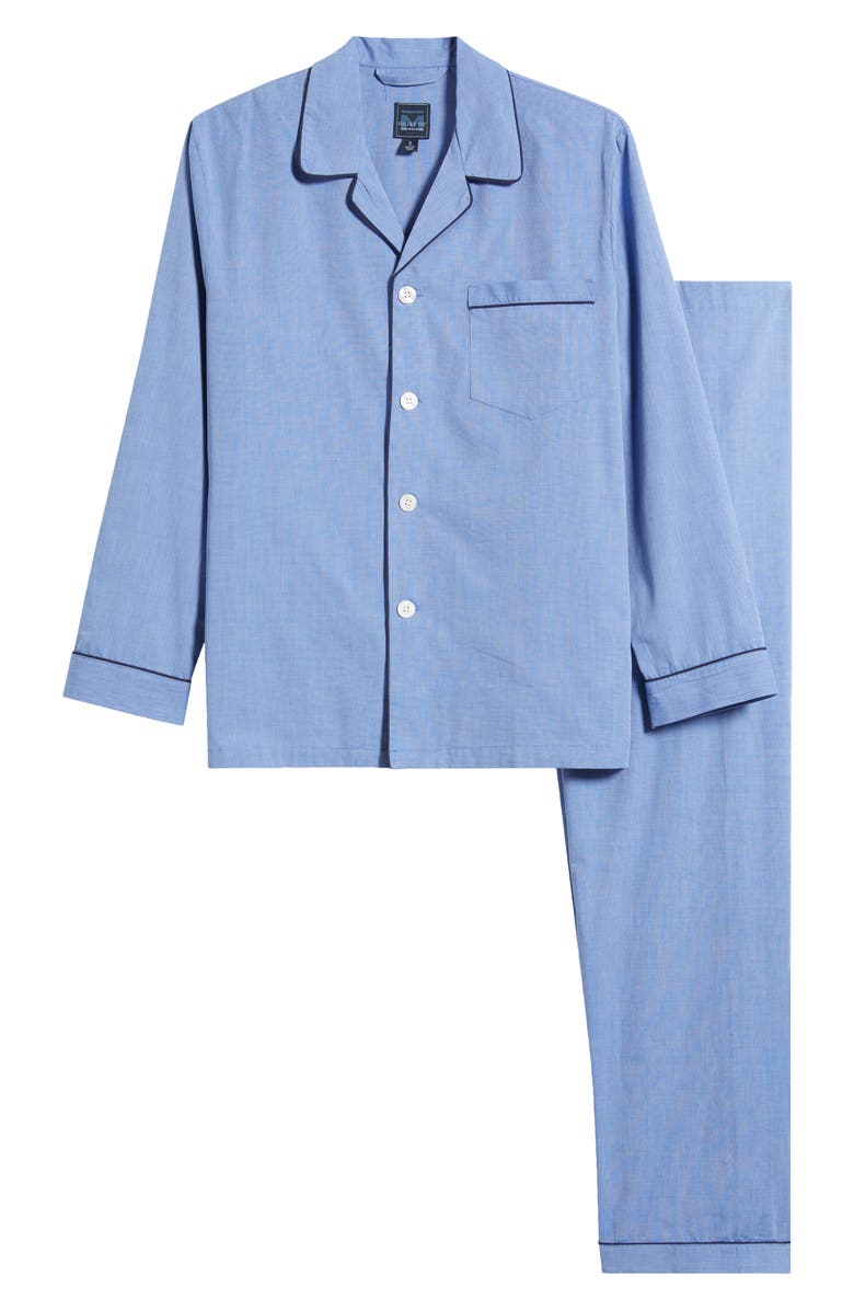 Majestic International Woven Cotton Pajamas, Alternate, color, Blue