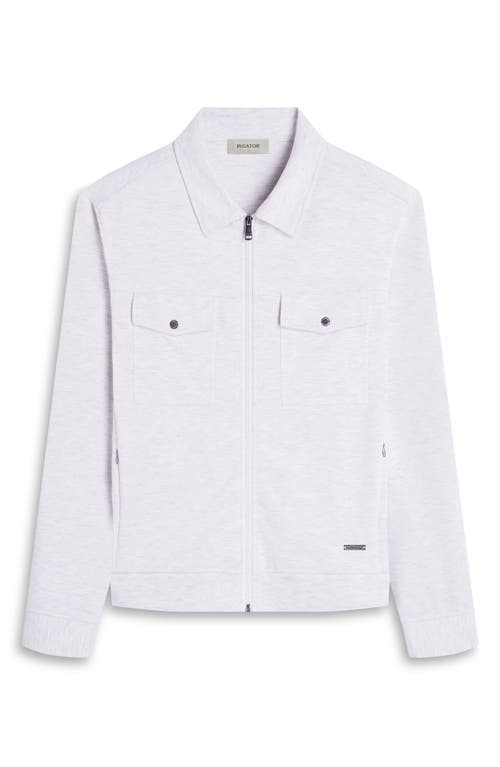 Bugatchi Soft Touch Zip Knit Shirt Jacket In Chalk