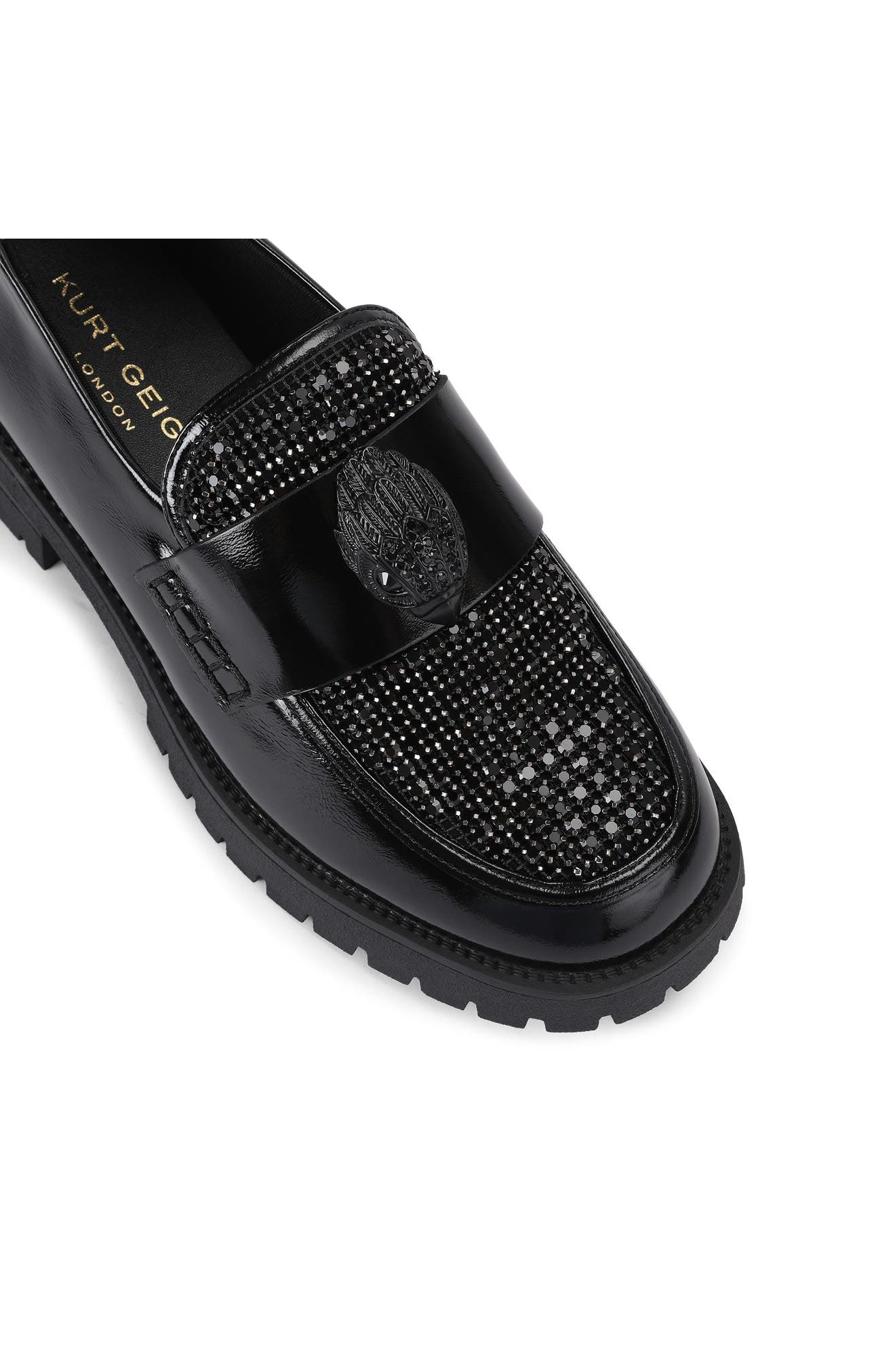 Eagle Crystal Loafer, Alternate, color, BLACK