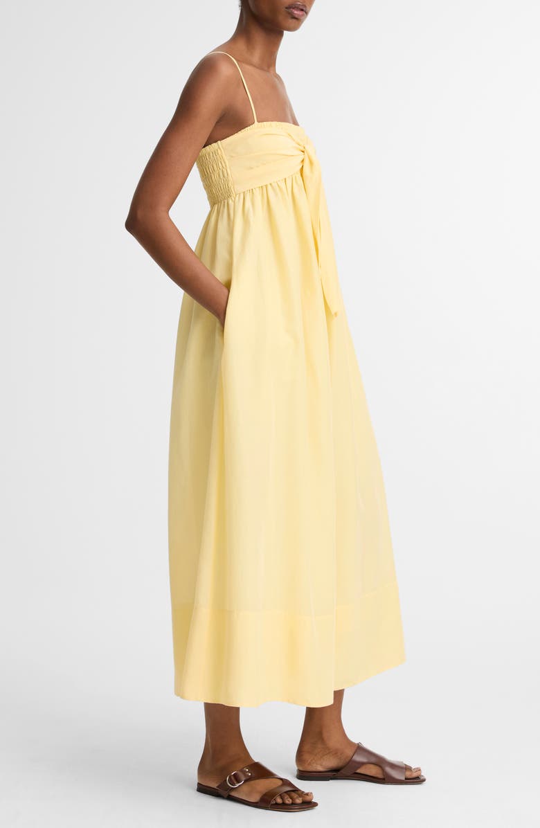 Vince Tie Front Cotton & Silk Maxi Sundress, Alternate, color, Dandelion