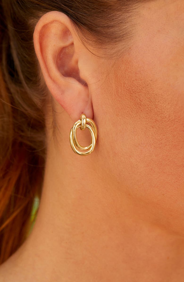 SAVVY CIE JEWELS 18K Yellow Gold Plated Doorknocker Earrings, Alternate, color, 