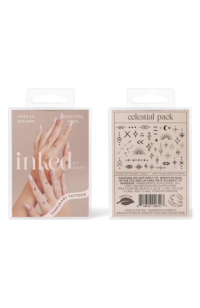 INKED by Dani Celestial Temporary Tattoos, Main, color, Black