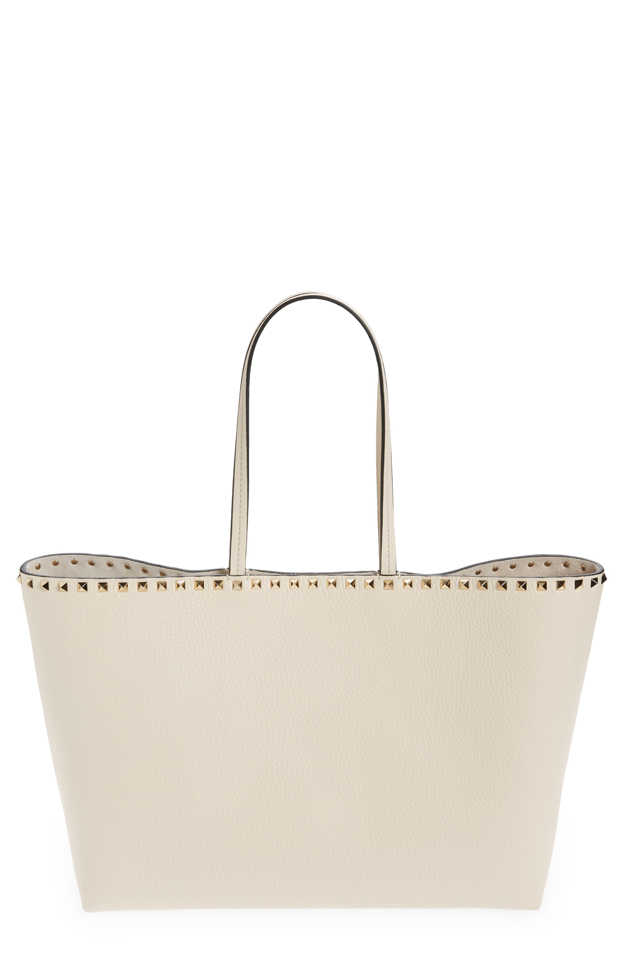 Valentino Garavani Rockstud Leather Tote, Main, color, Light Ivory