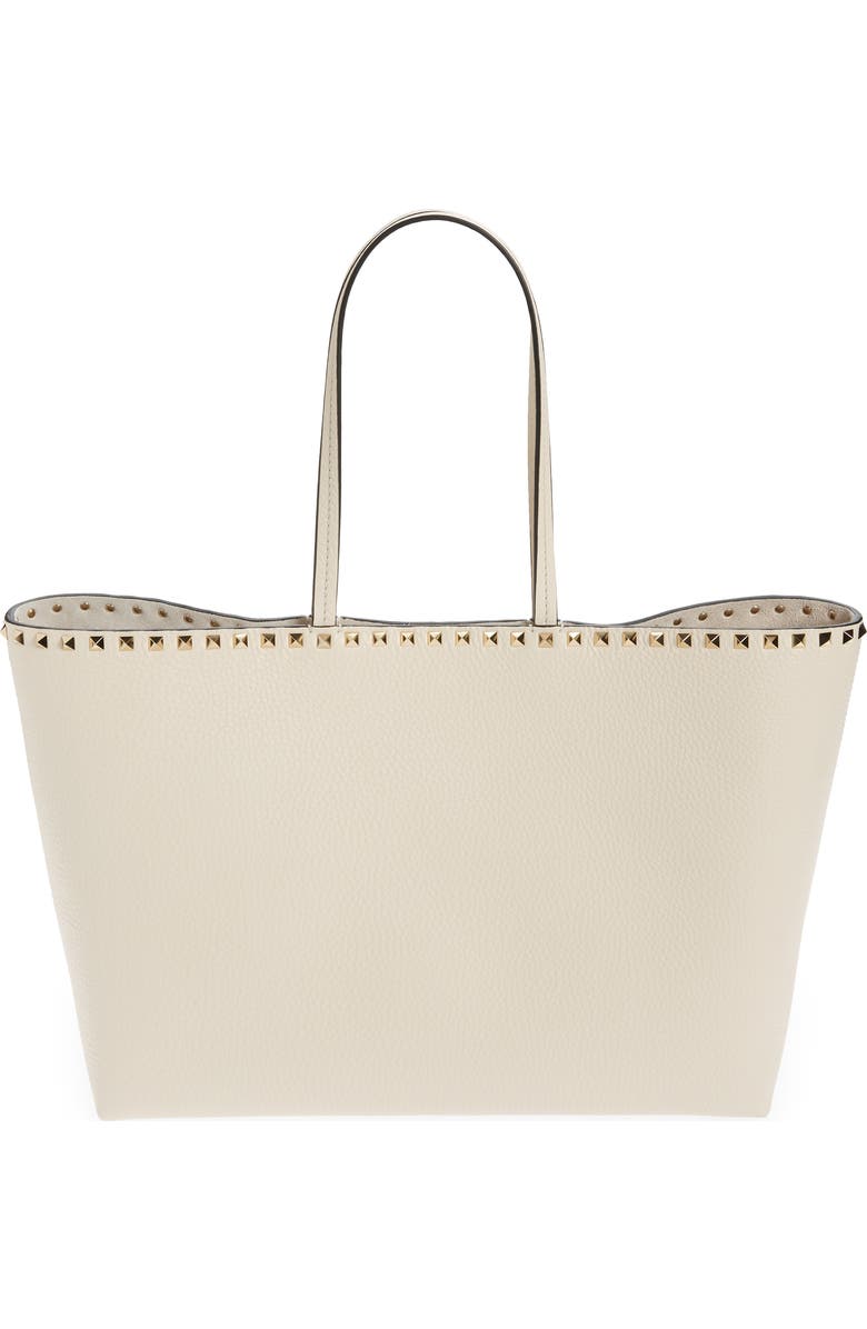 Valentino Garavani Rockstud Leather Tote, Main, color, Light Ivory