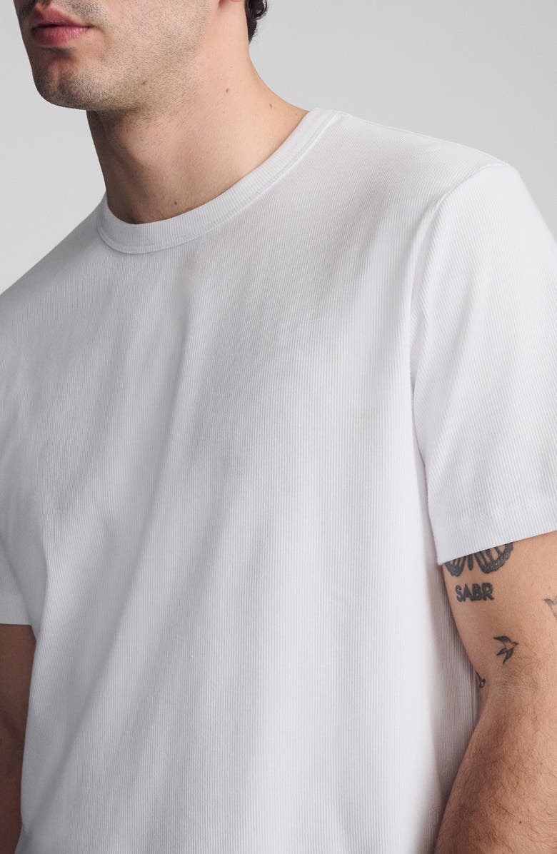 Mavi Jeans Crewneck Stretch Cotton Rib T-Shirt, Alternate, color, White