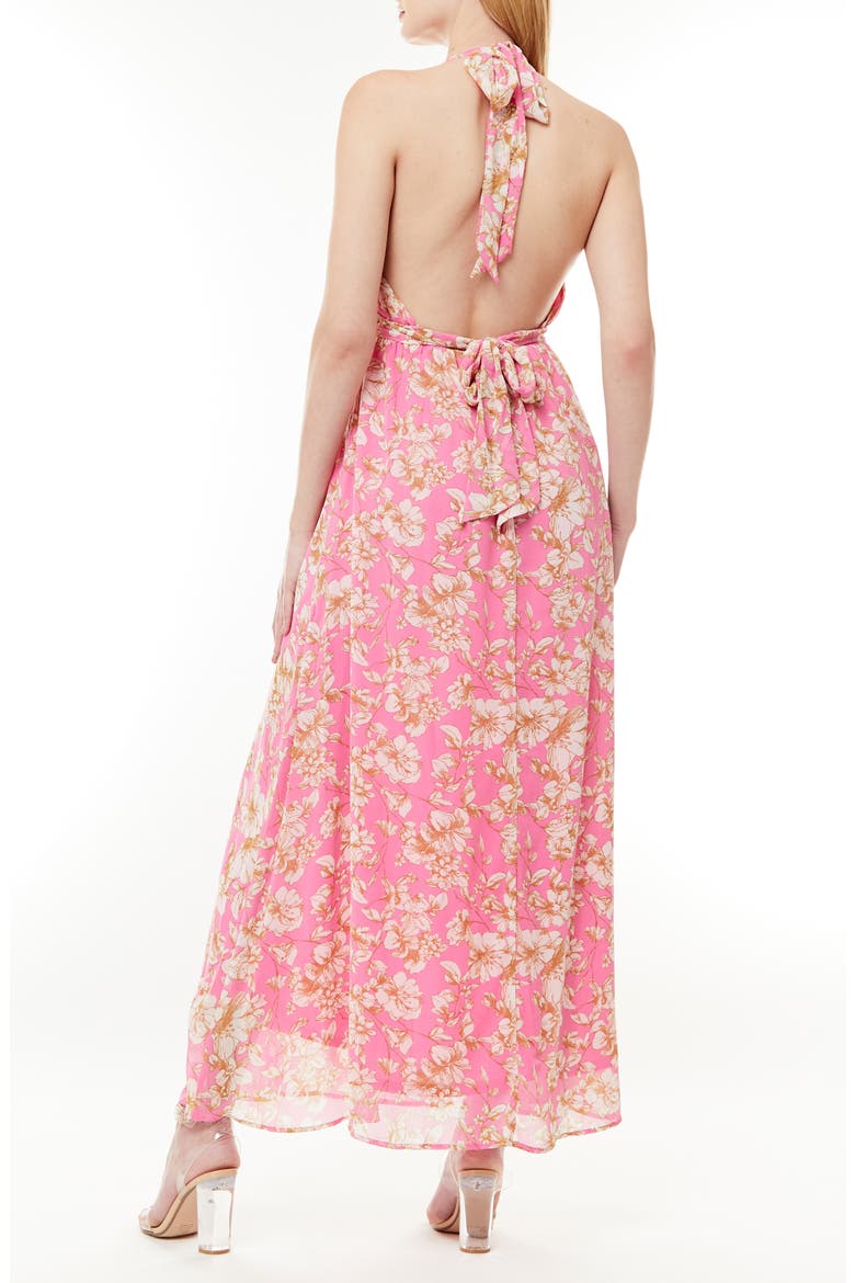 Soho Belted Halter Maxi Dress, Alternate, color, PINK/ MULTI