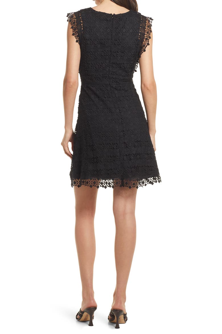 Flutter Sleeve Lace Dress, Alternate, color, BLACK