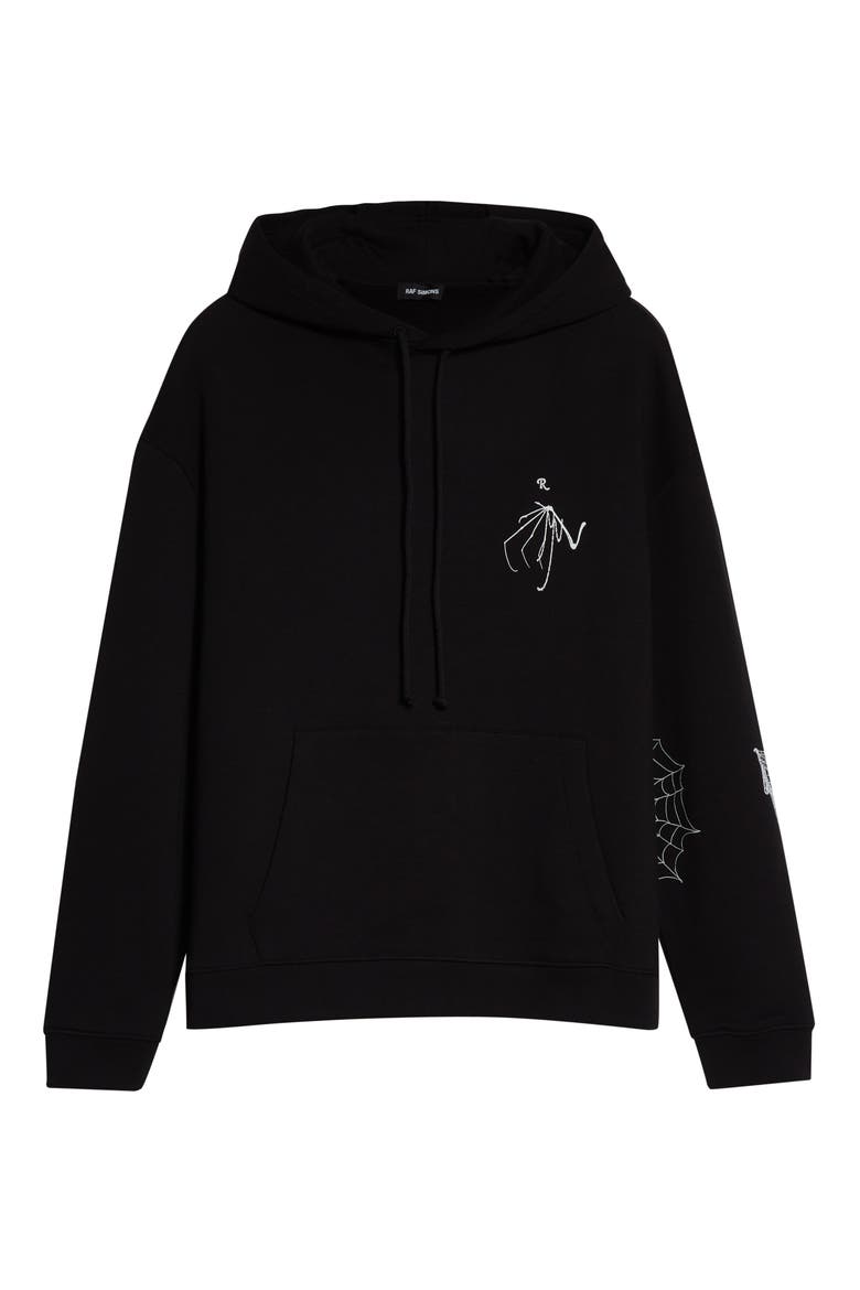 Gothic Print Cotton Hoodie, Alternate, color, BLACK