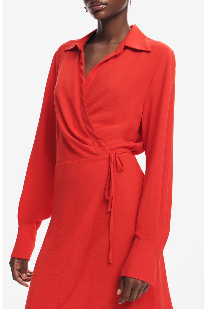 Detroit Long Sleeve Wrap Minidress, Alternate, color, RED