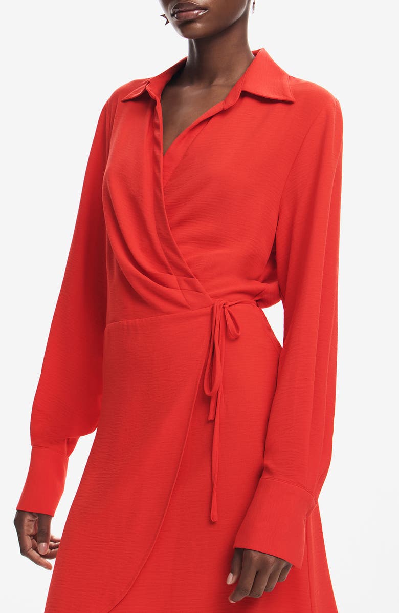 Desigual Detroit Long Sleeve Wrap Minidress, Alternate, color, Red