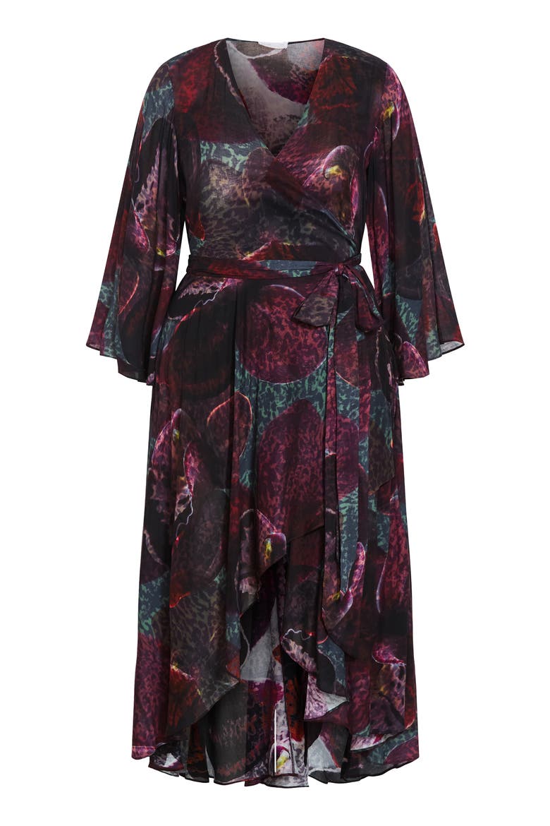 Evangeline Wrap Maxi Dress, Alternate, color, BLACK ORCHID