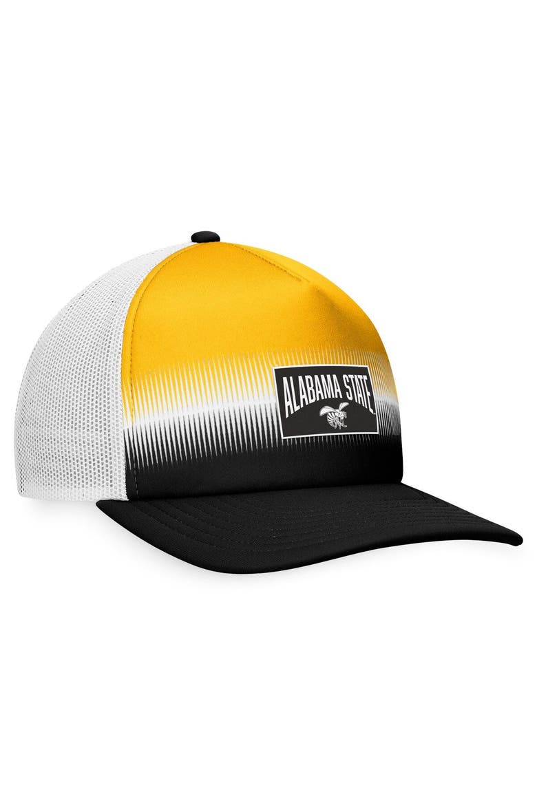 Men's Top of the World Black/Gold Alabama State Hornets Daybreak Foam Trucker Adjustable Hat, Alternate, color, Black