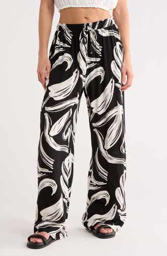 Halogen® Print Tie Waist Wide Leg Pants