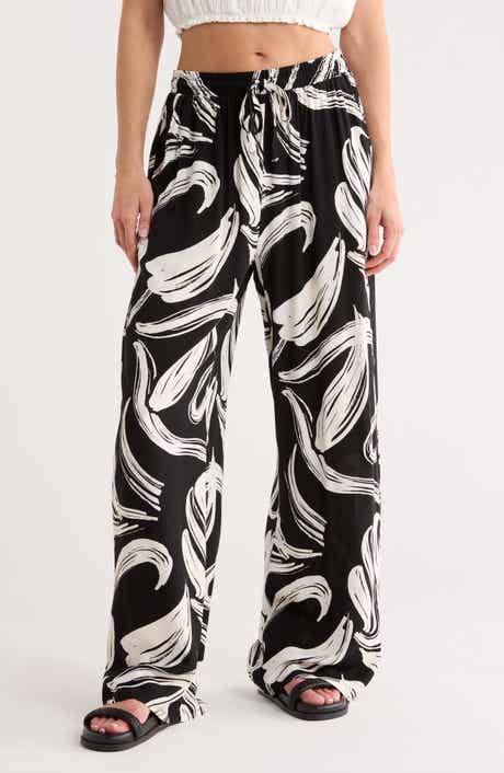 Halogen® Print Tie Waist Wide Leg Pants