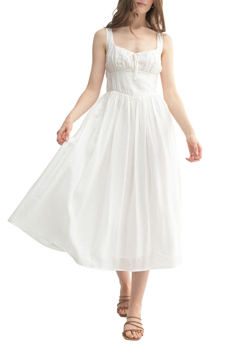 Set-In Waist Midi Dress, Main, color, WHITE