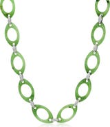 Fred Leighton Green Nephrite & Diamond Openwork Long Necklace