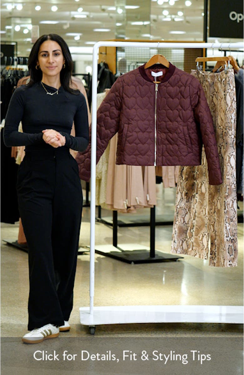 Genevieve Heart Quilted Bomber Jacket, sales video thumbnail