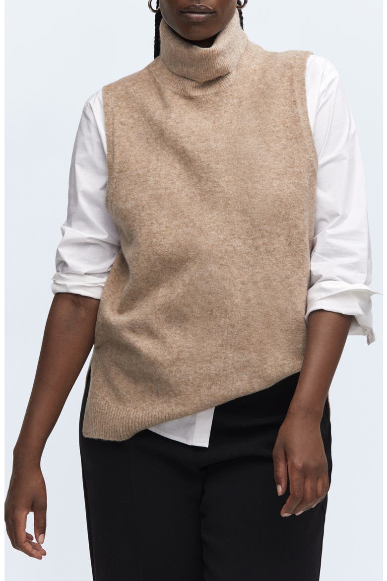 Sleeveless Turtleneck Sweater, Alternate, color, MEDIUM BROWN