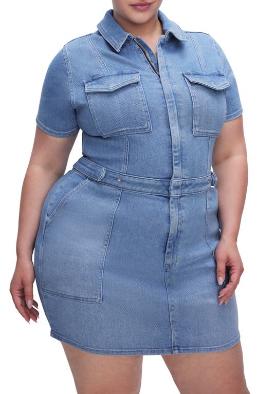 GOOD AMERICAN GOOD AMERICAN FIT FOR SUCCESS DENIM UTILITY DRESS