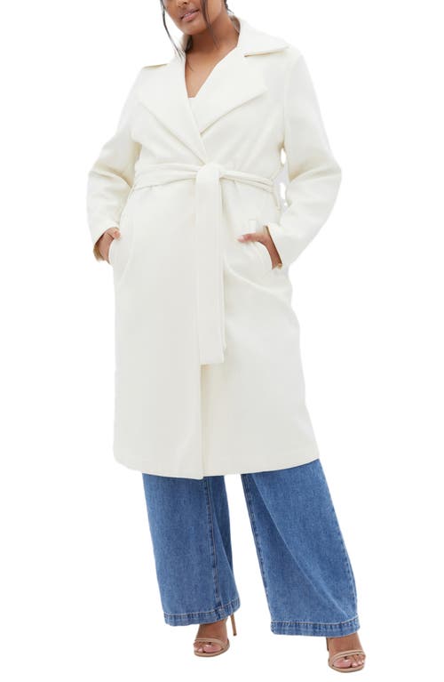 City Chic Hunter Tie Waist Coat In White