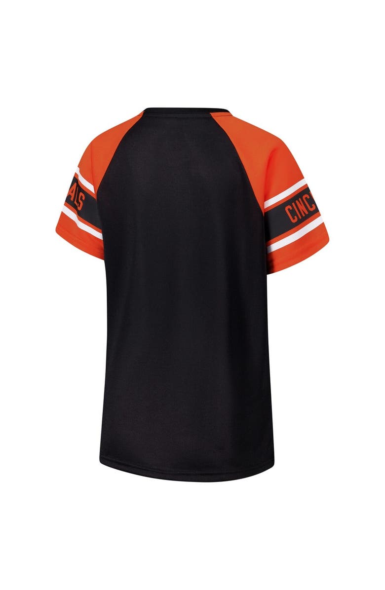 STARTER Women's Starter Black Cincinnati Bengals 1st Rounder Color Block Raglan Top, Alternate, color, Black