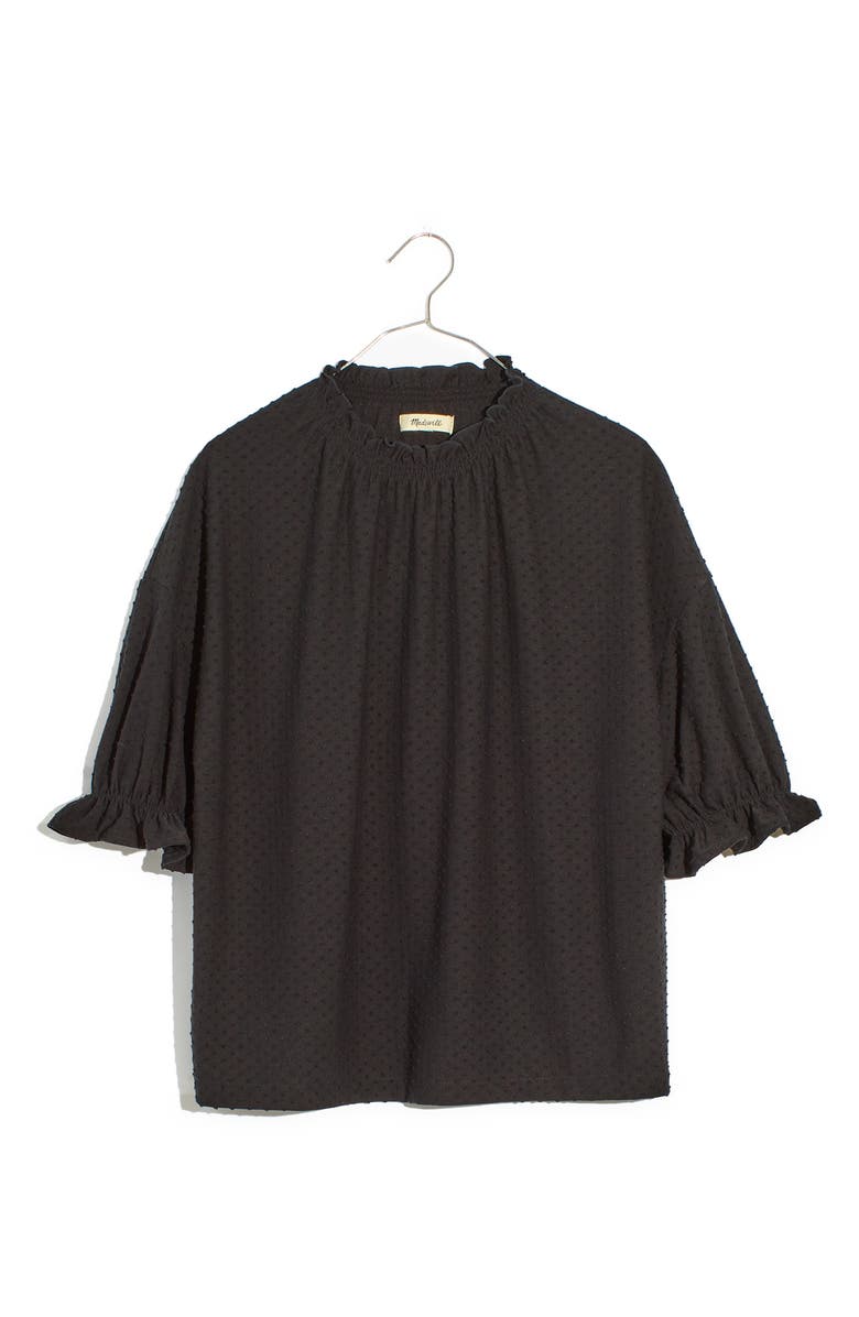 Madewell Texture & Thread Clip Dot Ruffle Top, Alternate, color,