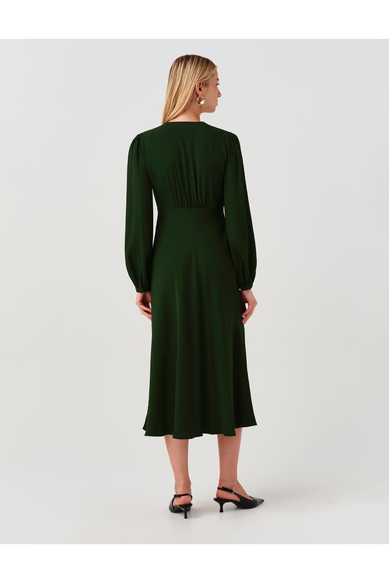 Francesca Crepe Button Down Midi Dress, Alternate, color, Forest Green