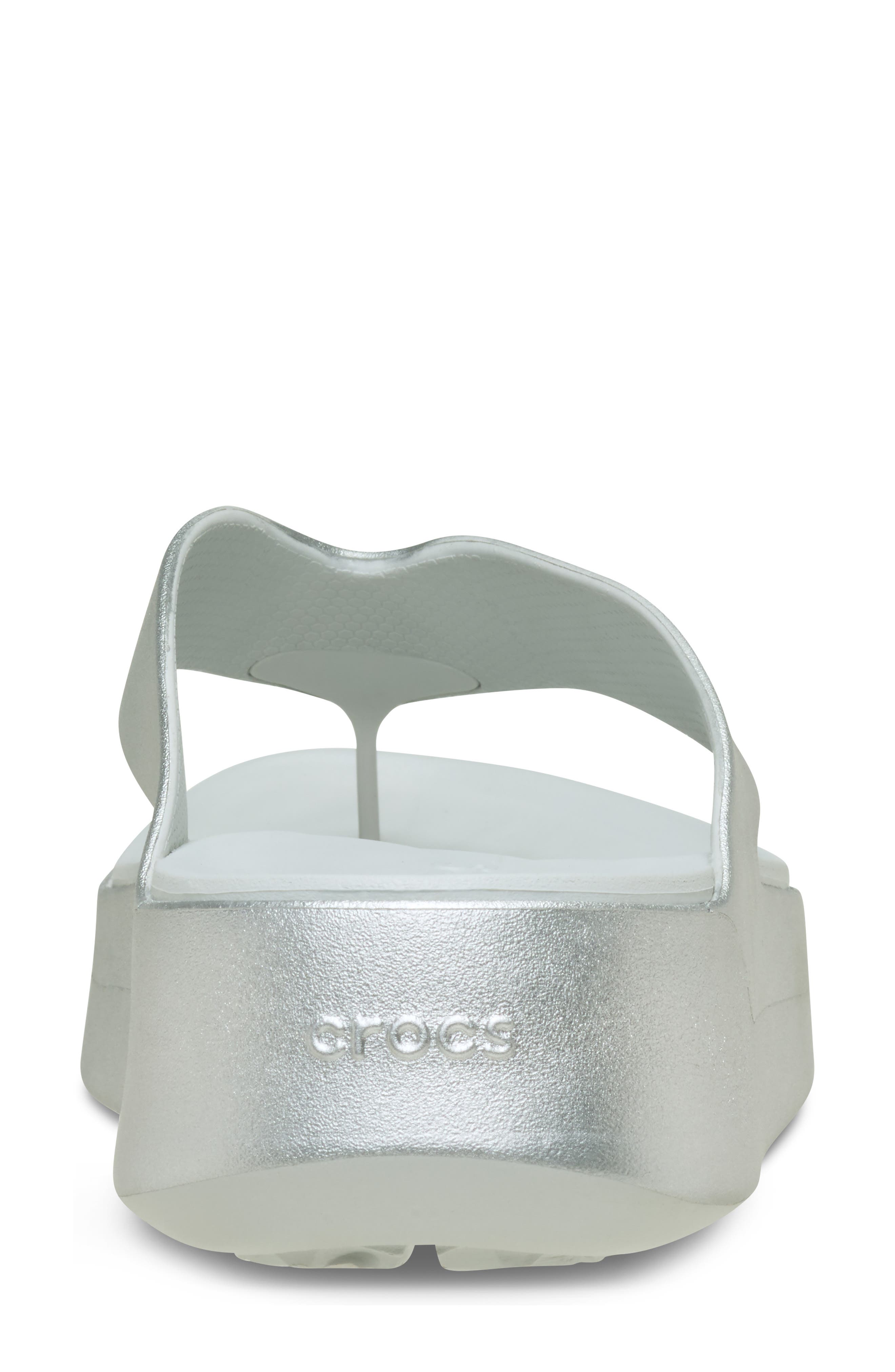 CROCS Getaway Metallic Platform Flip Flop, Alternate, color, Silver