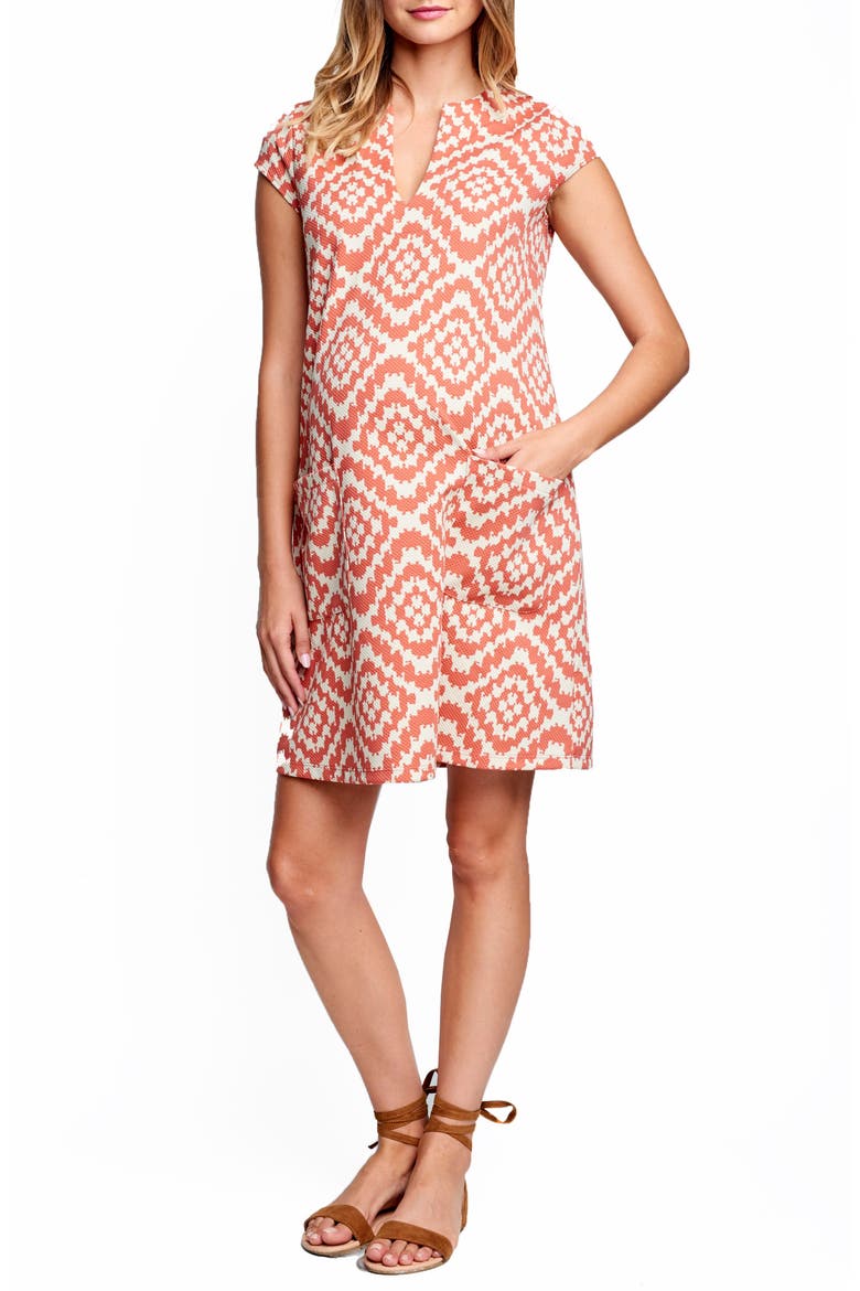 Shift Maternity Dress, Alternate, color, APRICOT TAPESTRY