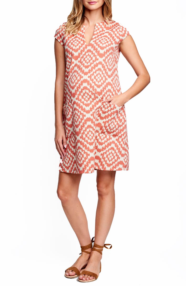 Maternal America Shift Maternity Dress, Alternate, color, Apricot Tapestry