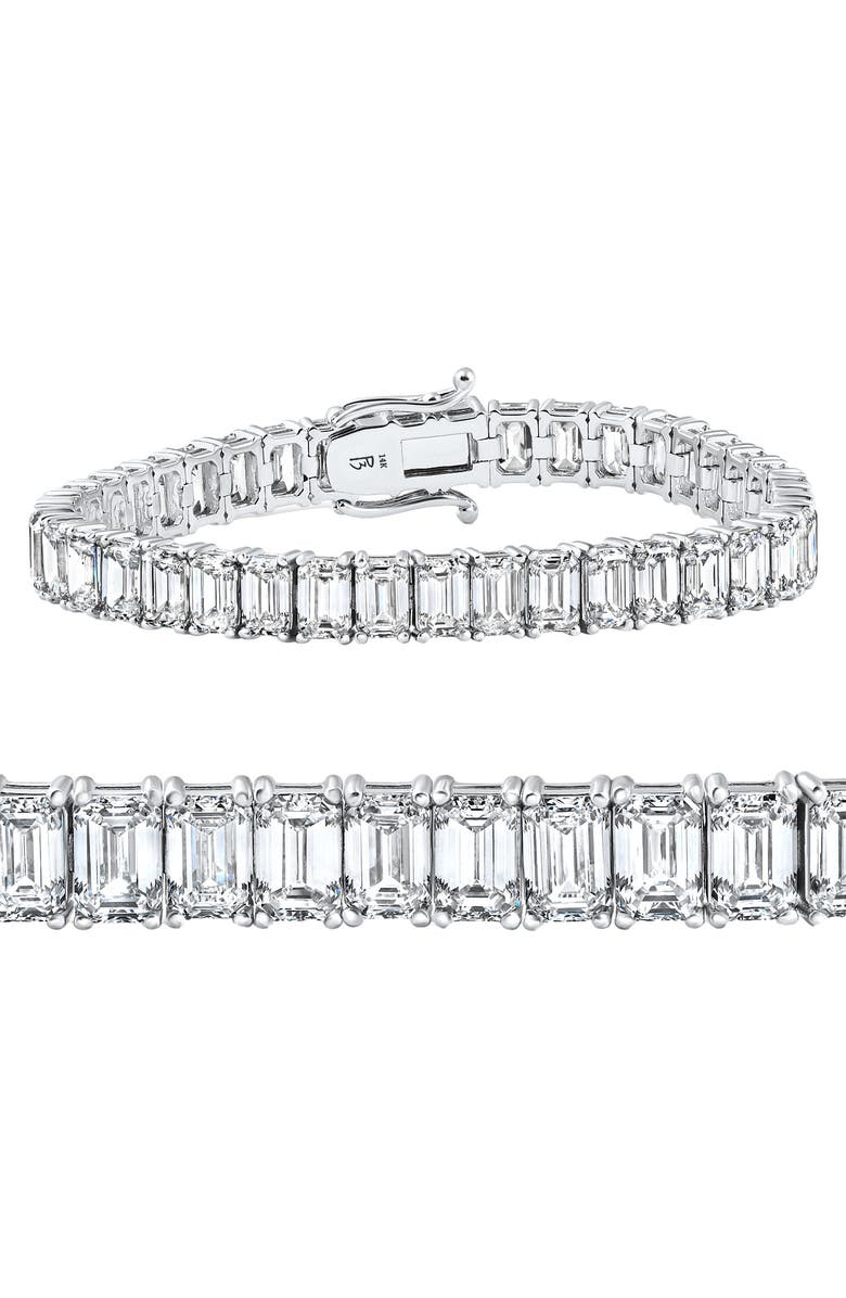 Bliss Diamond 28Ct Emerald Diamond Tennis Bracelet 14k Gold 7" 17.5g Lab Grown, Alternate, color, 14K White Gold