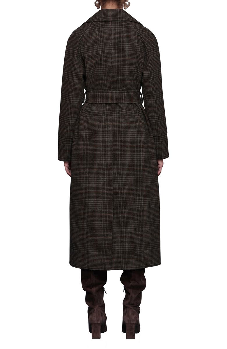 Avec Les Filles Plaid Belted Coat, Alternate, color, Navy-Brown Plaid