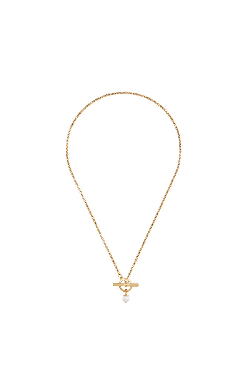 Fable England Pearl Toggle Charm Necklace, Alternate, color, Gold