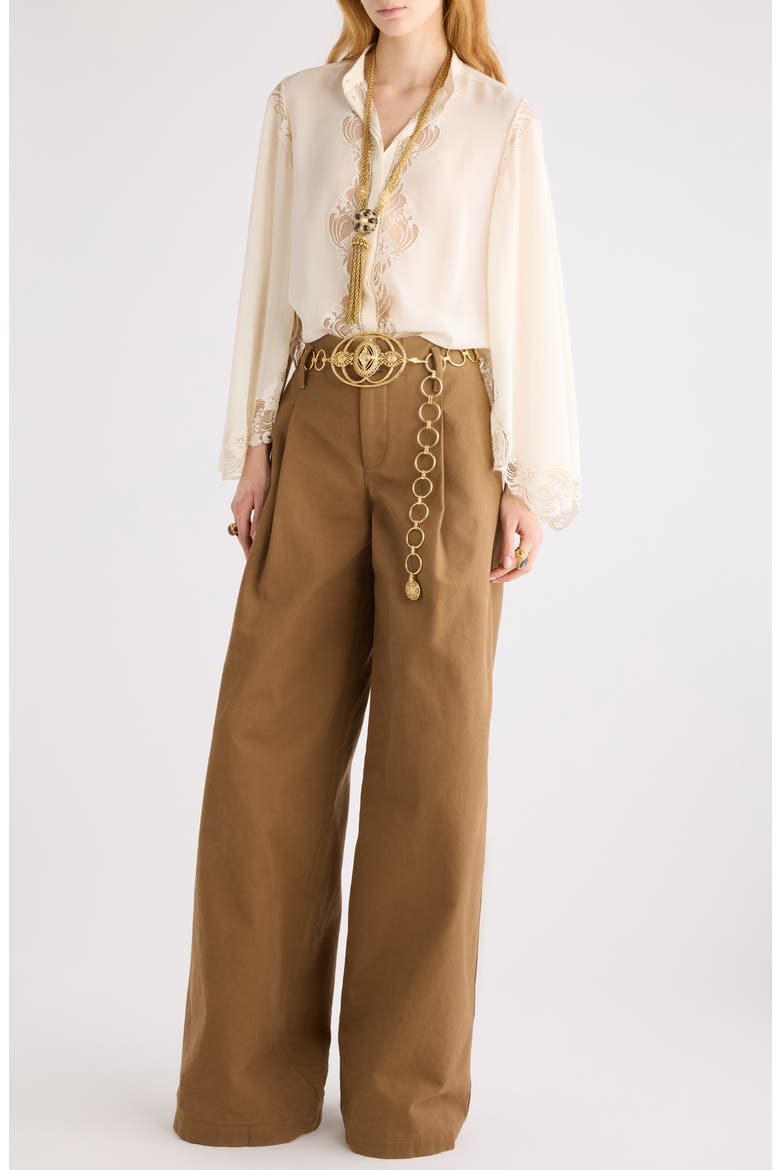 Garment Dye Organic Cotton Canvas Wide Leg Pants, Alternate, color, MUSTARD BROWN