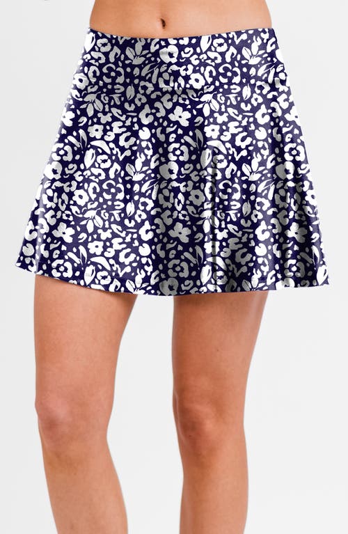 Calypsa Plus Size Flowy Swim Skirt With Shorts In Blue