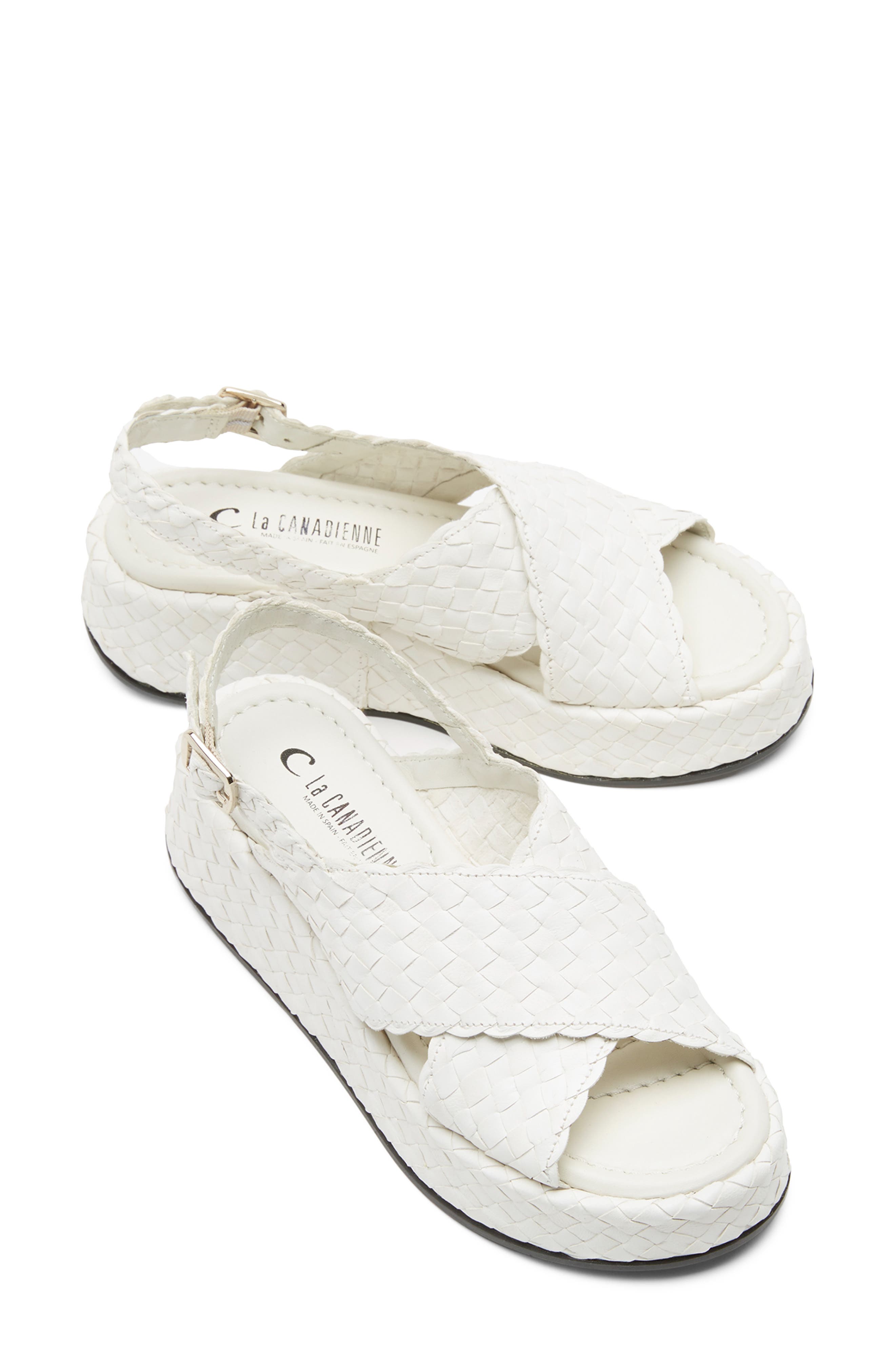 La Canadienne Pacifik Waterproof Slingback Platform Wedge Sandal, Alternate, color, Milk Leather