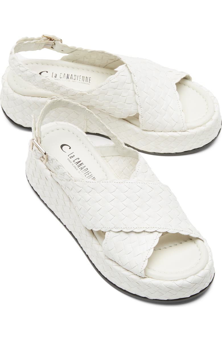 La Canadienne Pacifik Waterproof Slingback Platform Wedge Sandal, Alternate, color, Milk Leather