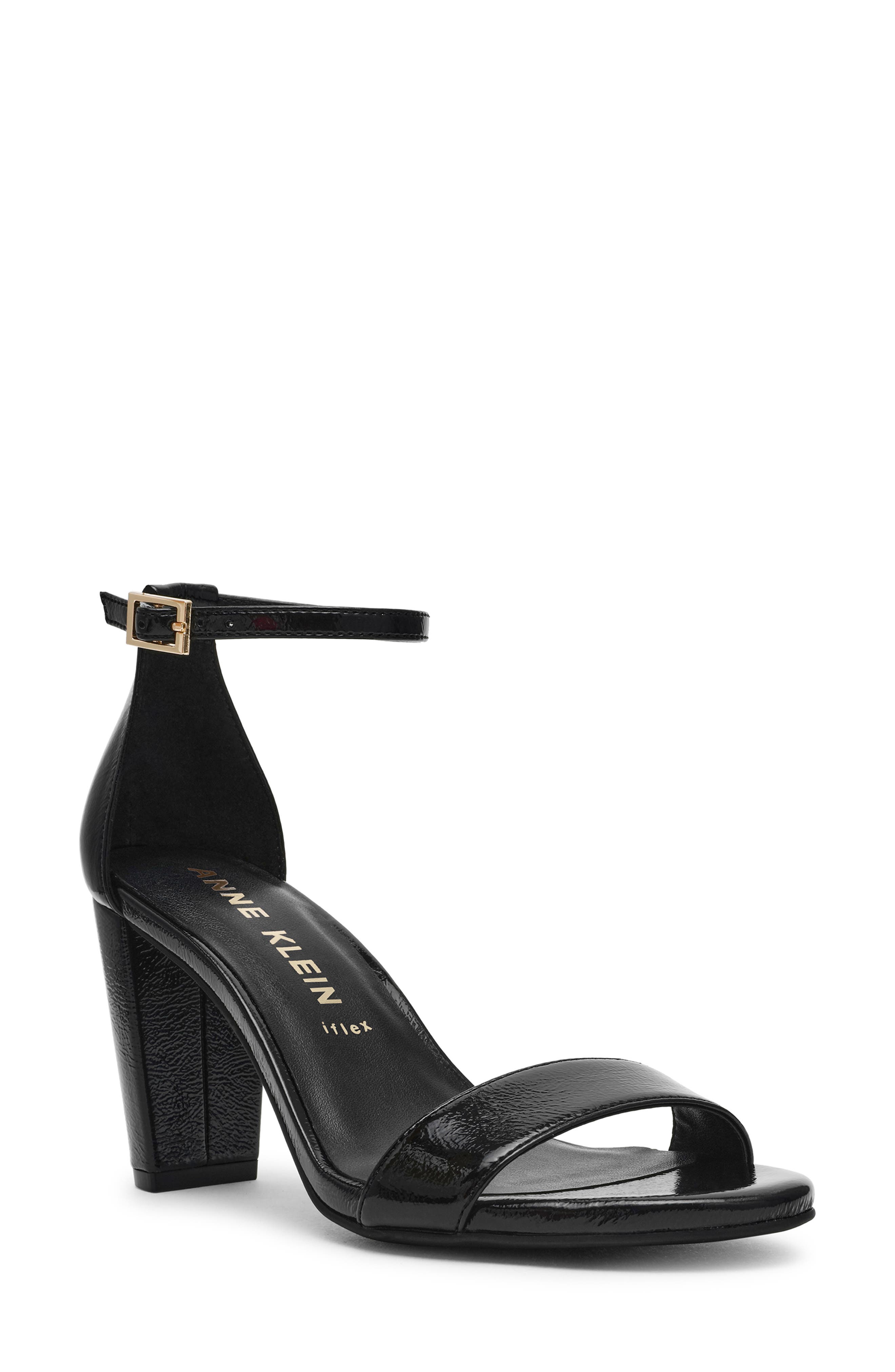 Anne Klein Kourtney Ankle Strap Sandal, Main, color, Black Crinkle