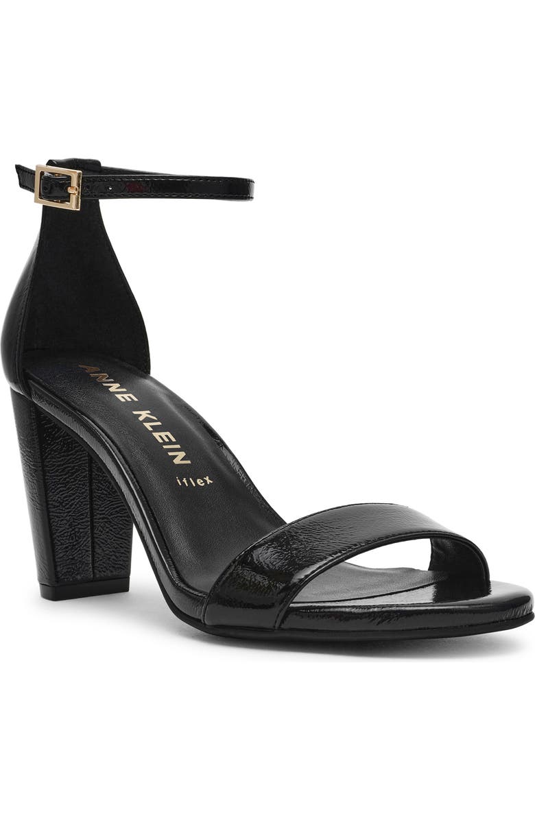 Anne Klein Kourtney Ankle Strap Sandal, Main, color, Black Crinkle